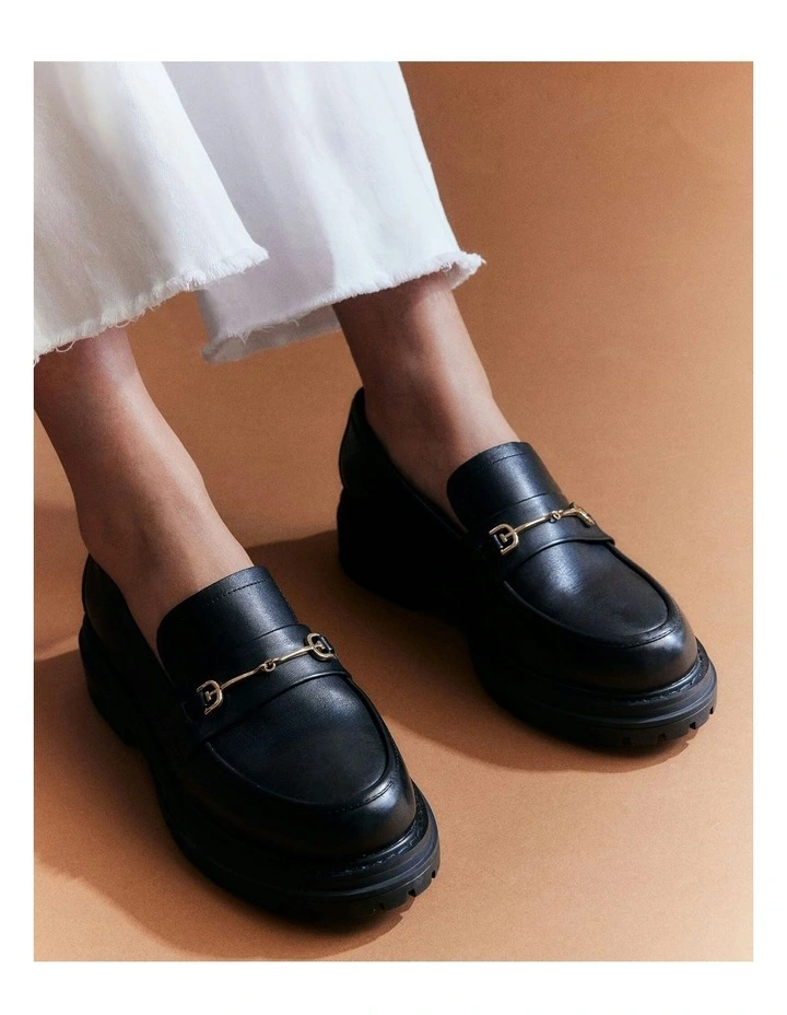 Brixton Leather Loafers in Black image 2
