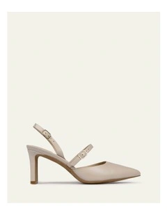 Karina Mid Leather Heels in Bone