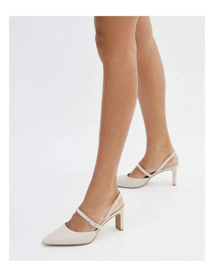 Karina Mid Leather Heels in Bone image 2
