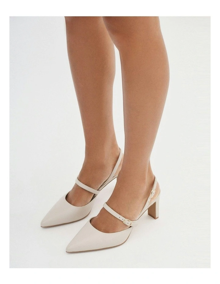 Karina Mid Leather Heels in Bone image 7