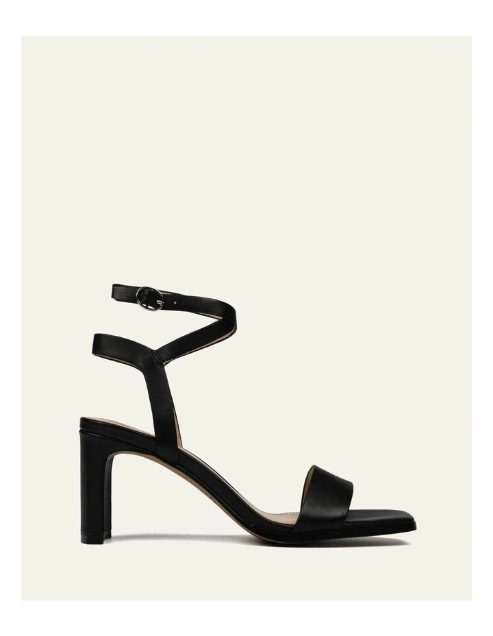 Natsu Mid Heel Leather Sandals in Black image 1