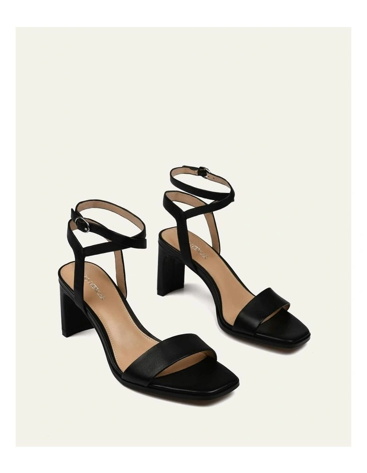 Natsu Mid Heel Leather Sandals in Black image 3