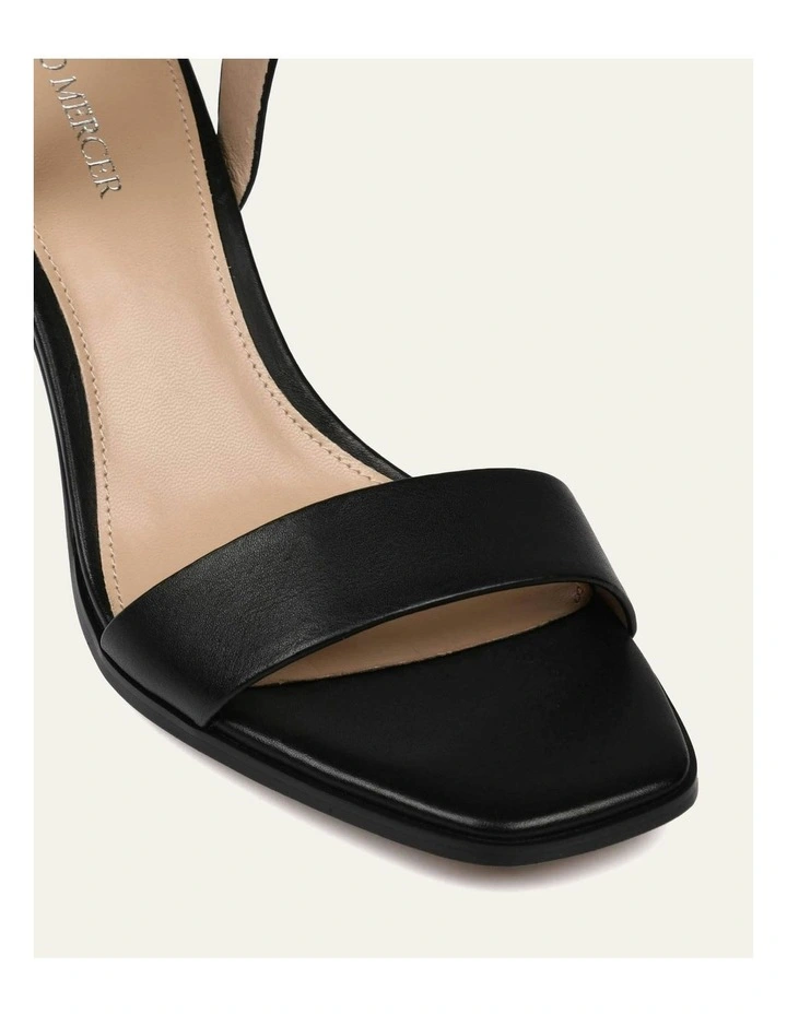 Natsu Mid Heel Leather Sandals in Black image 4