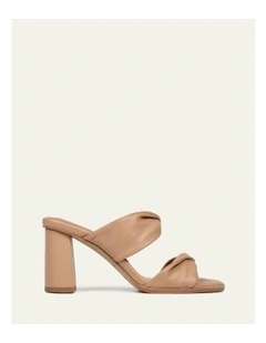 Caylie High Heel Leather Sandals in Beige