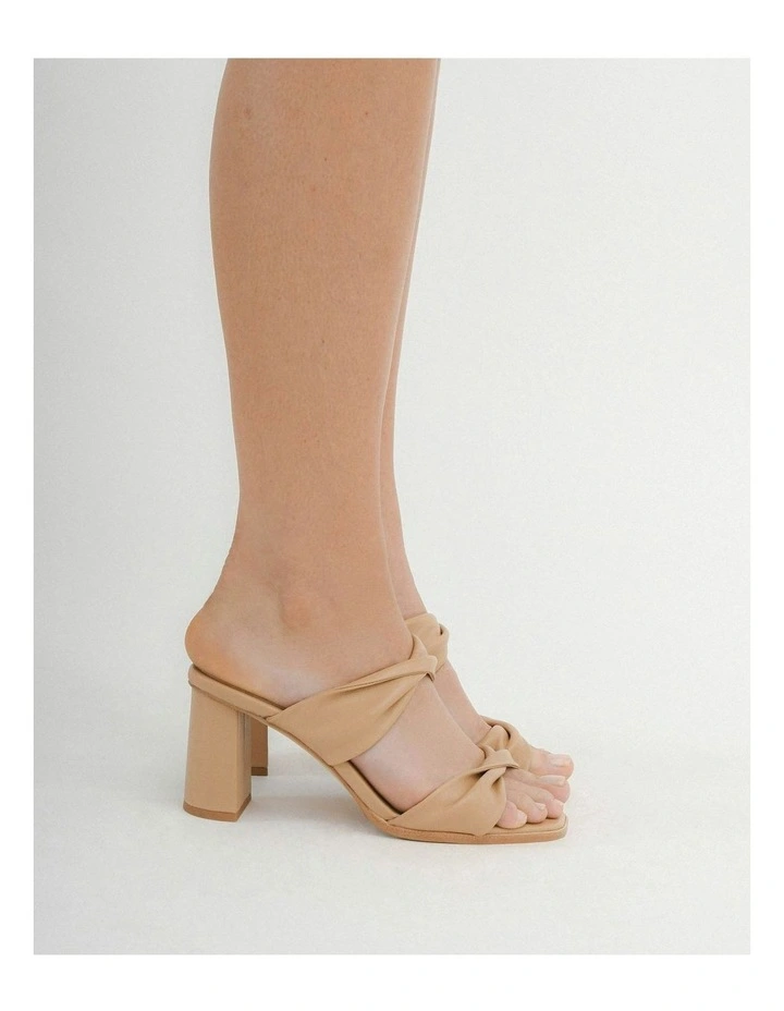 Caylie High Heel Leather Sandals in Beige image 2
