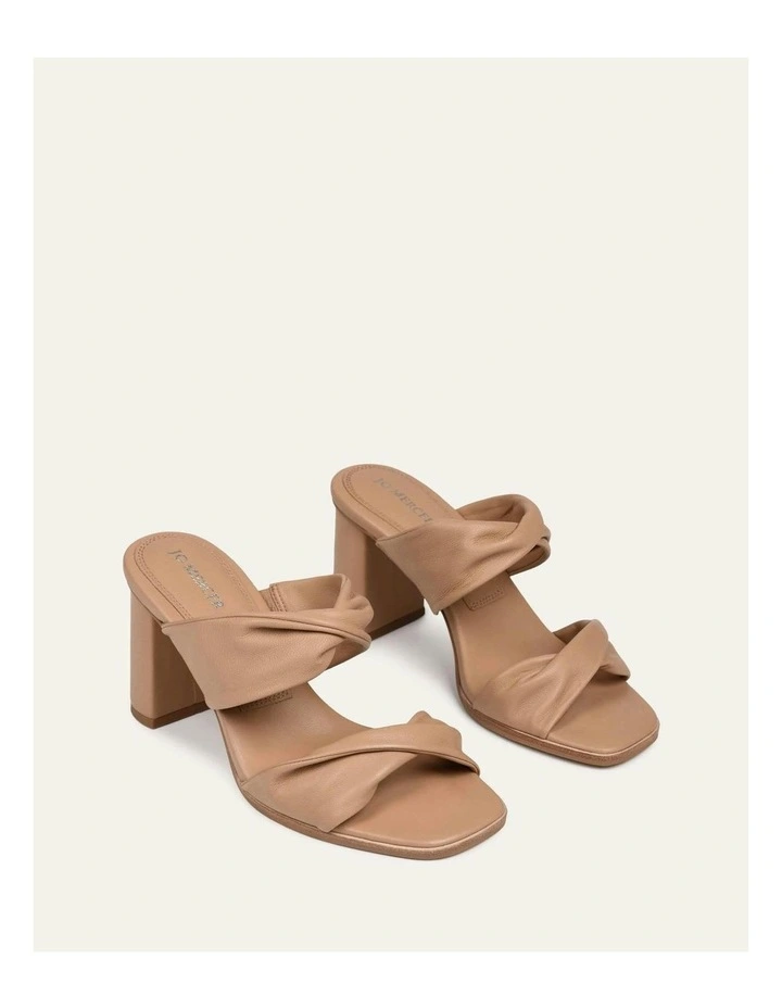Caylie High Heel Leather Sandals in Beige image 3