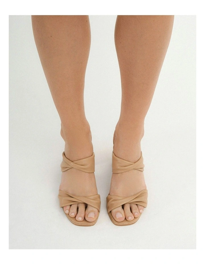Caylie High Heel Leather Sandals in Beige image 7