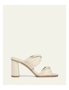 Caylie High Heel Leather Sandals in Bone