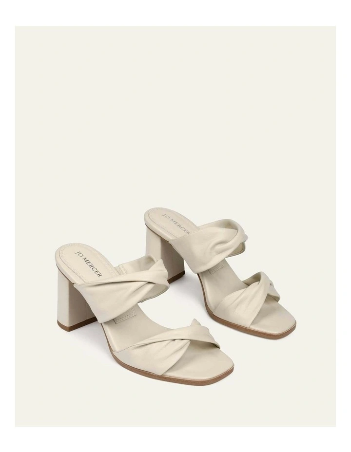 Caylie High Heel Leather Sandals in Bone image 3