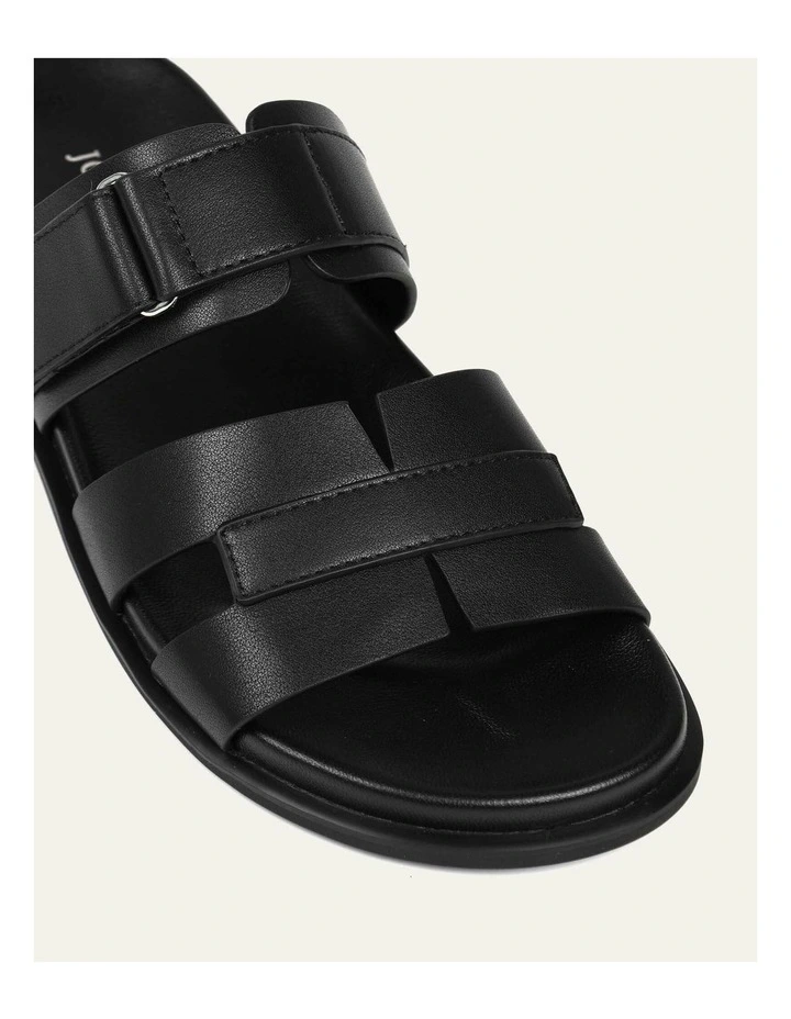 Hendrix Flat Leather Slides in Black image 5