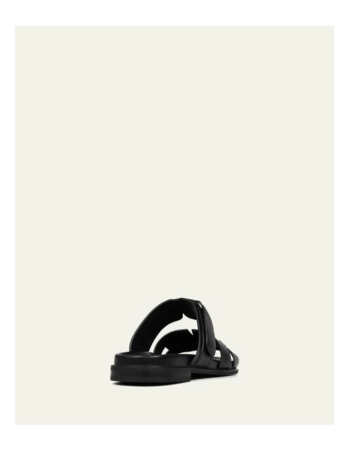 Hendrix Flat Leather Slides in Black image 6