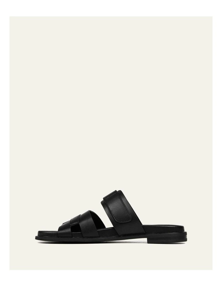 Hendrix Flat Leather Slides in Black image 7