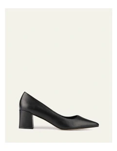 Carrington Low Leather Heels in Black