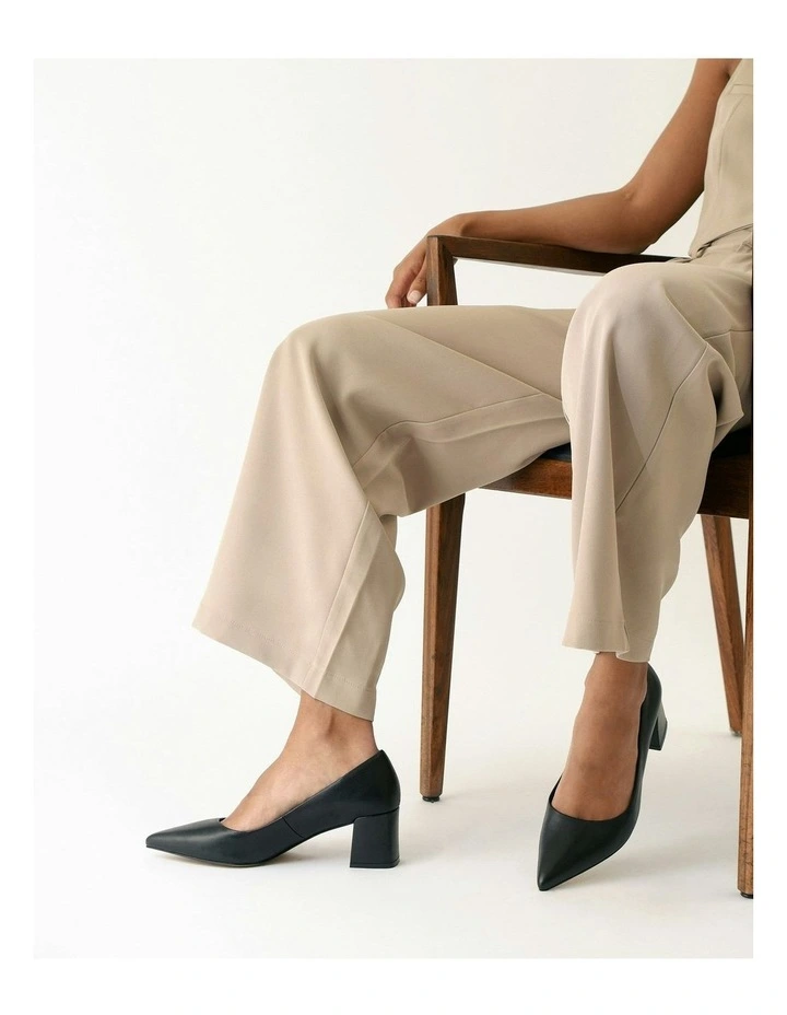Carrington Low Leather Heels in Black image 2