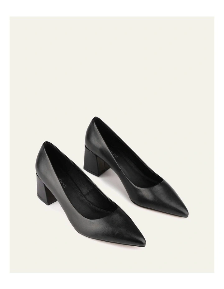 Carrington Low Leather Heels in Black image 3