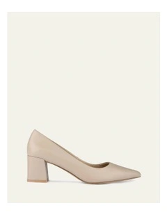 Carrington Low Leather Heels in Taupe