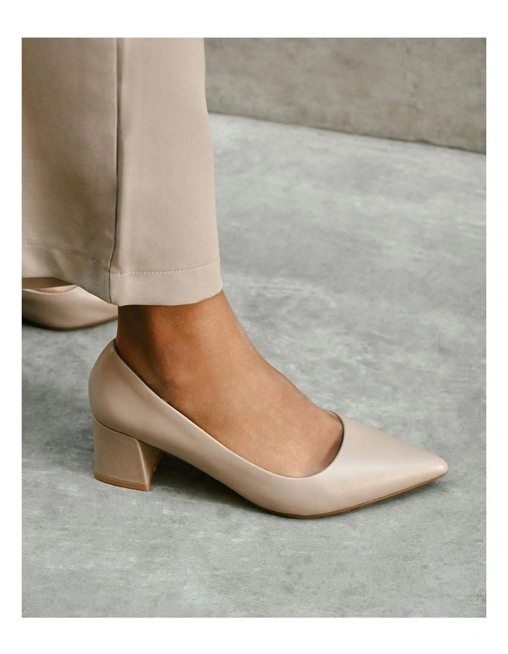 Carrington Low Leather Heels in Taupe image 2