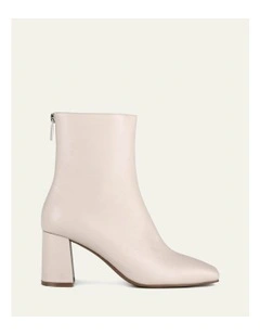 Nevada Mid Ankle Leather Boots in Bone