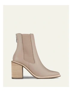 Luxe High Ankle Leather Boots in Taupe