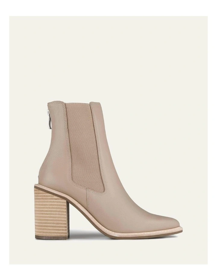 Luxe High Ankle Leather Boots in Taupe image 1