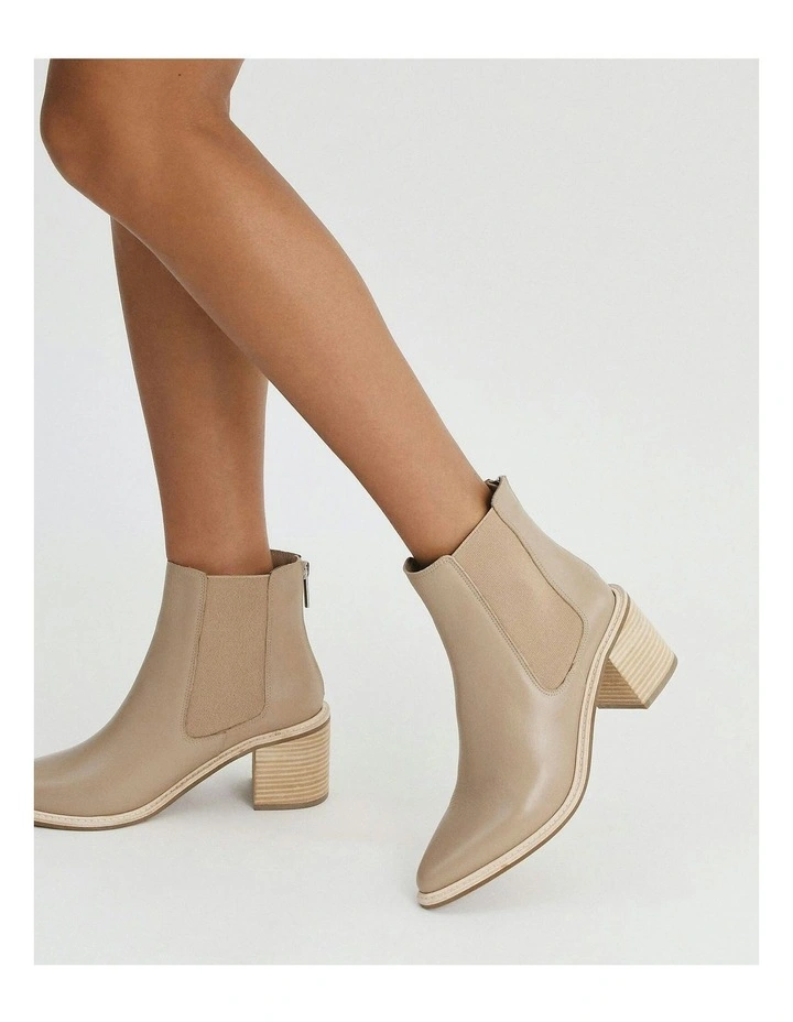 Luxe High Ankle Leather Boots in Taupe image 2