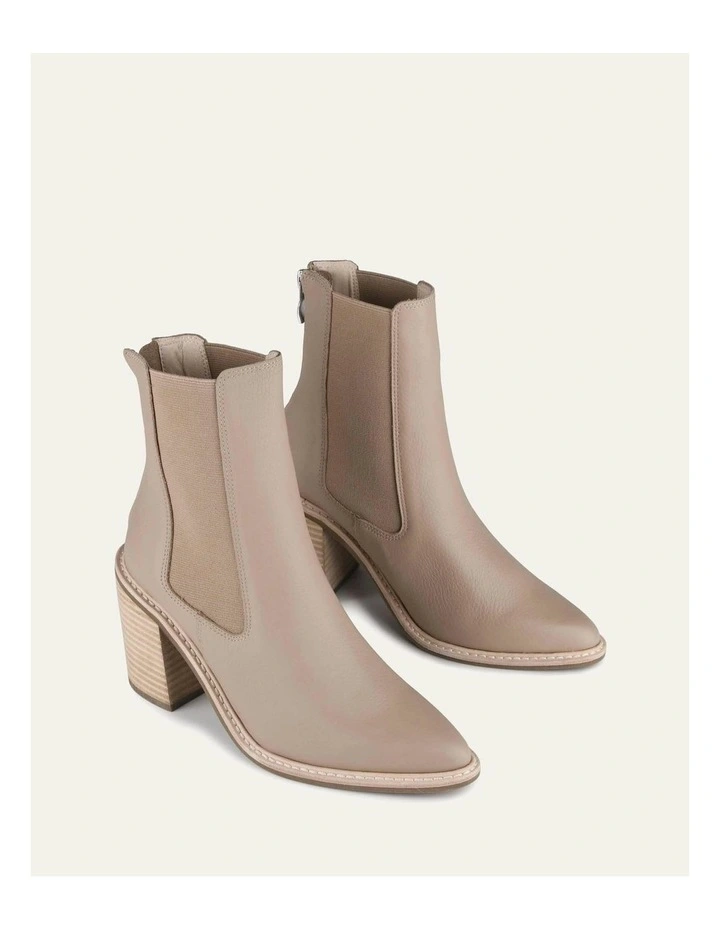Luxe High Ankle Leather Boots in Taupe image 3