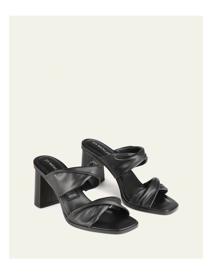 Caylie High Heel Leather Sandals in Black image 3