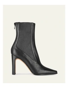 June High Ankle Leather Boots in Black