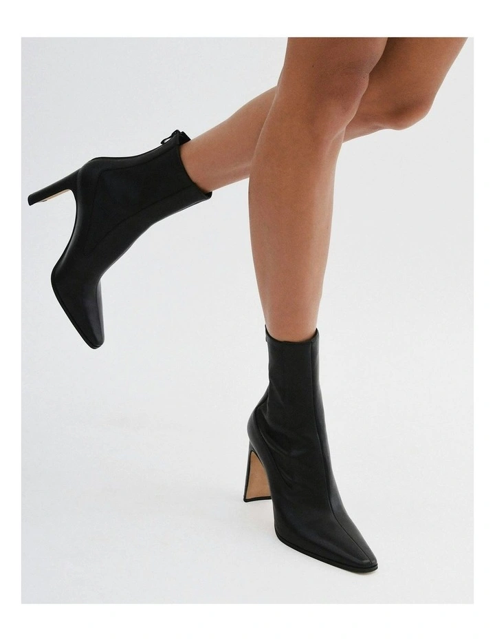 June High Ankle Leather Boots in Black image 2