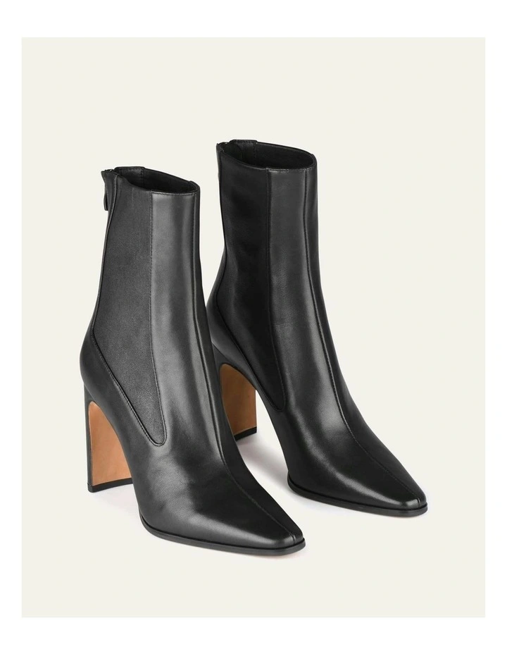 June High Ankle Leather Boots in Black image 3