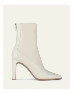 June High Ankle Leather Boots in Off White