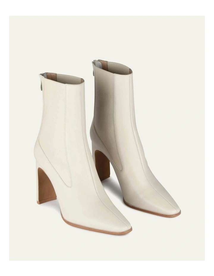June High Ankle Leather Boots in Off White image 3