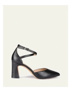 Alma Mid Leather Heels in Black