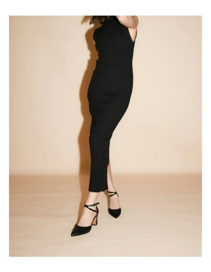 Alma Mid Leather Heels in Black image 2