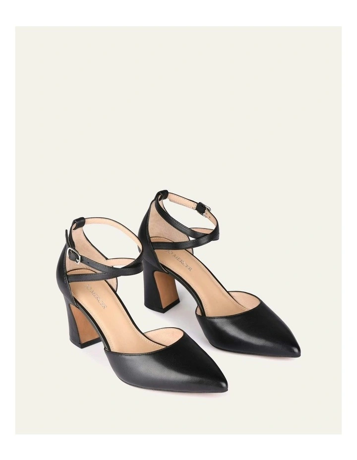 Alma Mid Leather Heels in Black image 3