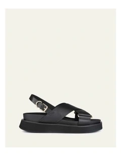 Marley Flat Leather Sandals in Black