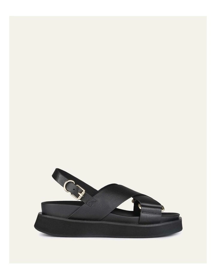 Marley Flat Leather Sandals in Black image 1