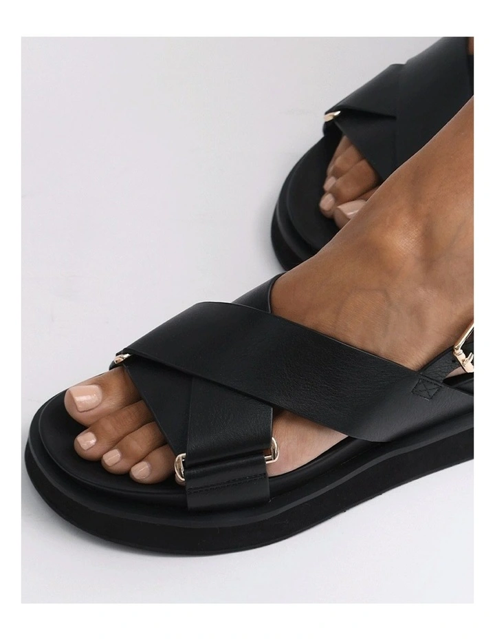 Marley Flat Leather Sandals in Black image 2