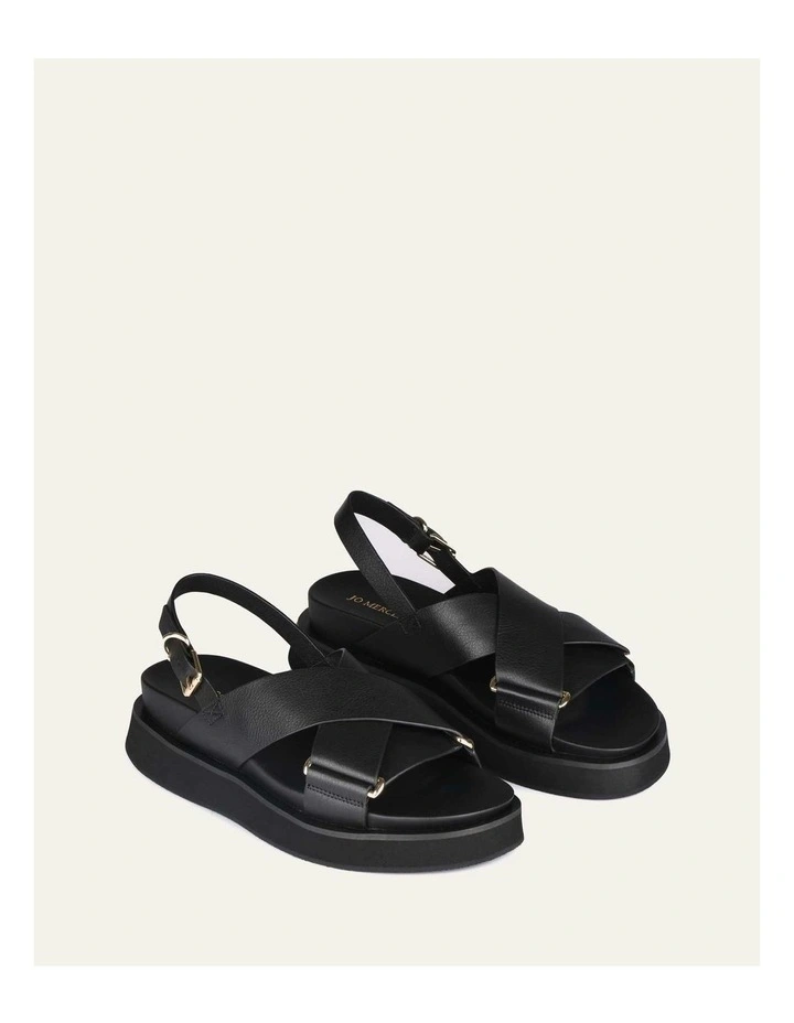 Marley Flat Leather Sandals in Black image 3