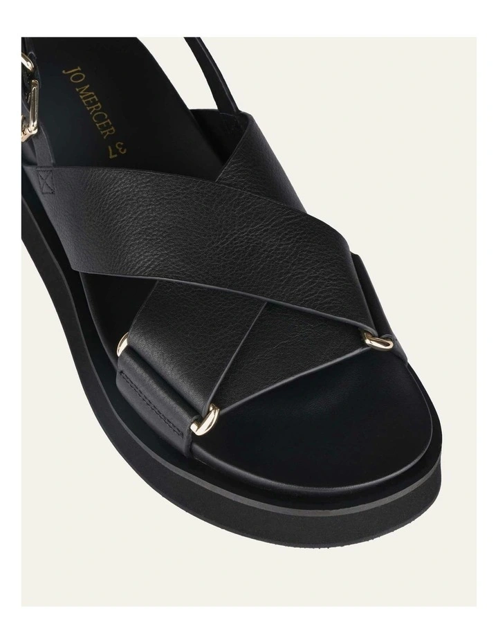Marley Flat Leather Sandals in Black image 4