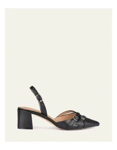 Coby Low Leather Heels in Black