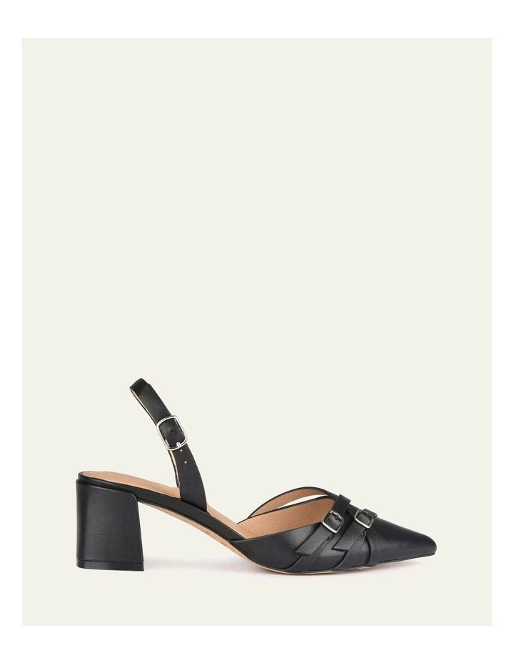 Coby Low Leather Heels in Black image 1