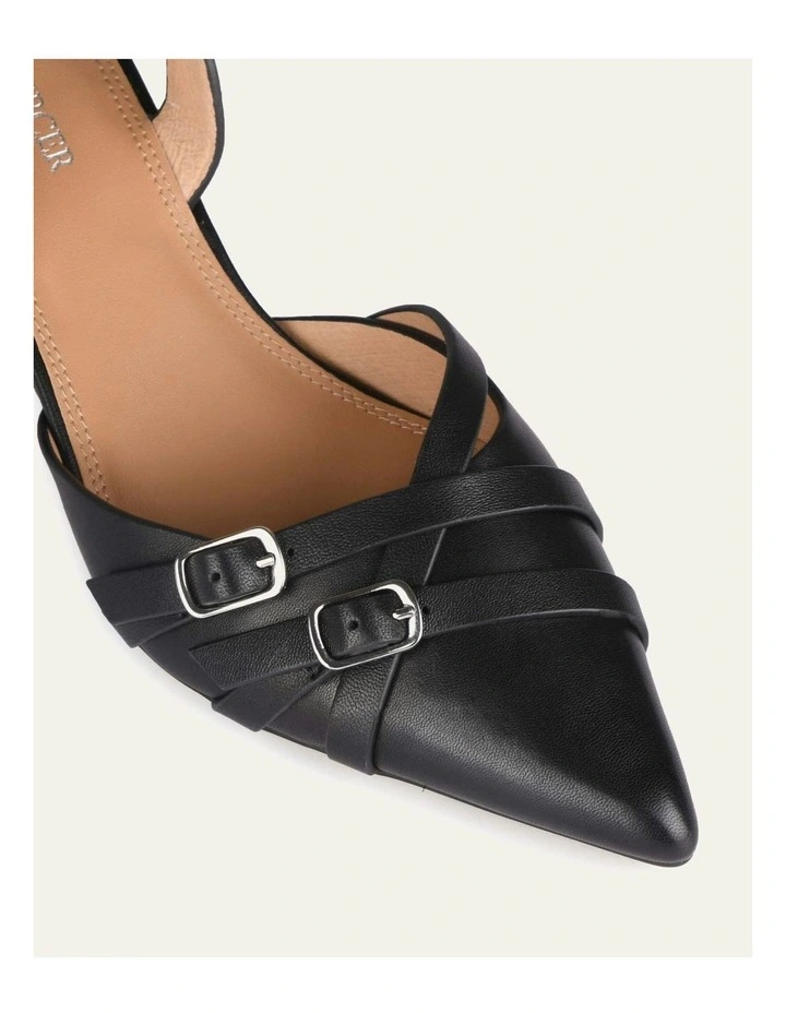 Coby Low Leather Heels in Black image 4