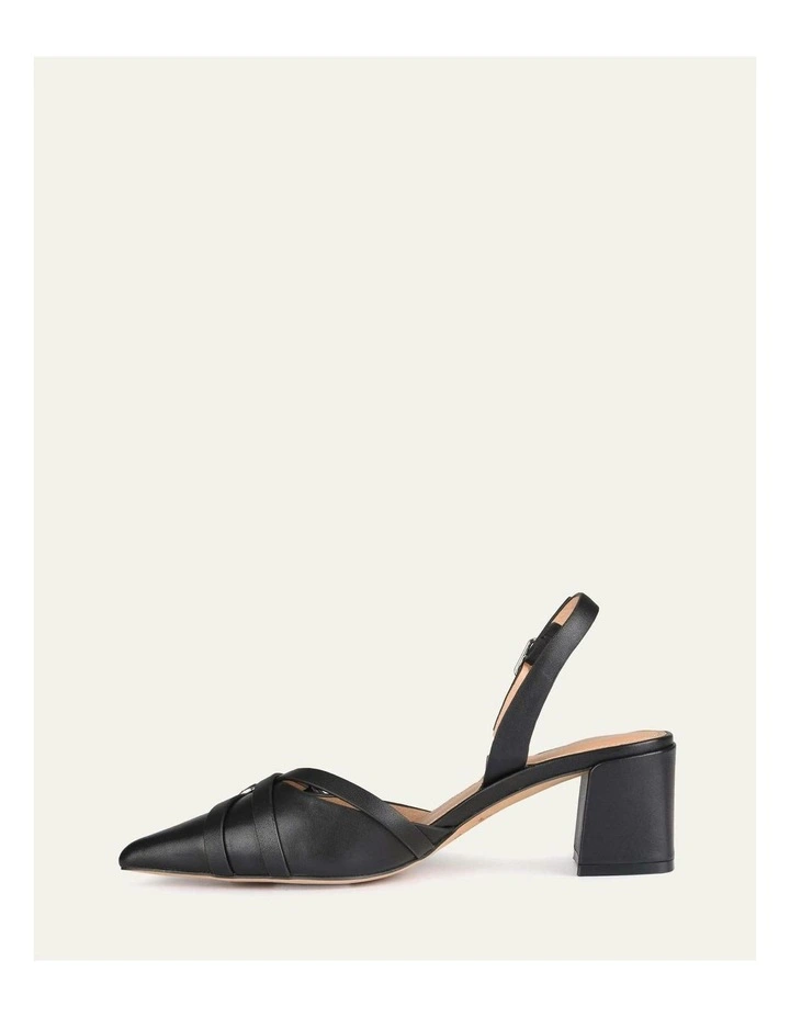 Coby Low Leather Heels in Black image 6