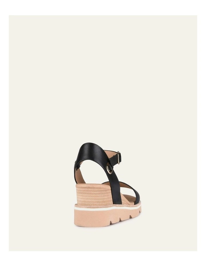 Katie Mid Heel Wedge Leather Sandals in Black image 5