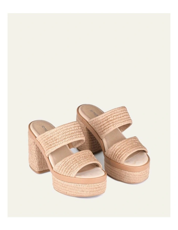 Felicity High Heel Platform Raffia Sandals in Tan image 3