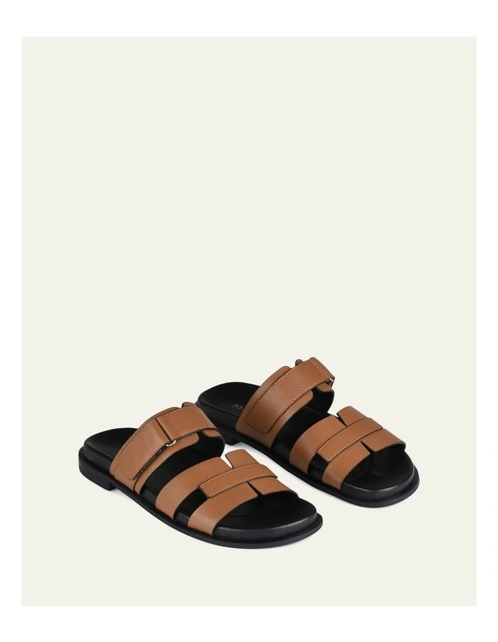Hendrix Flat Leather Slides in Dark Tan image 4