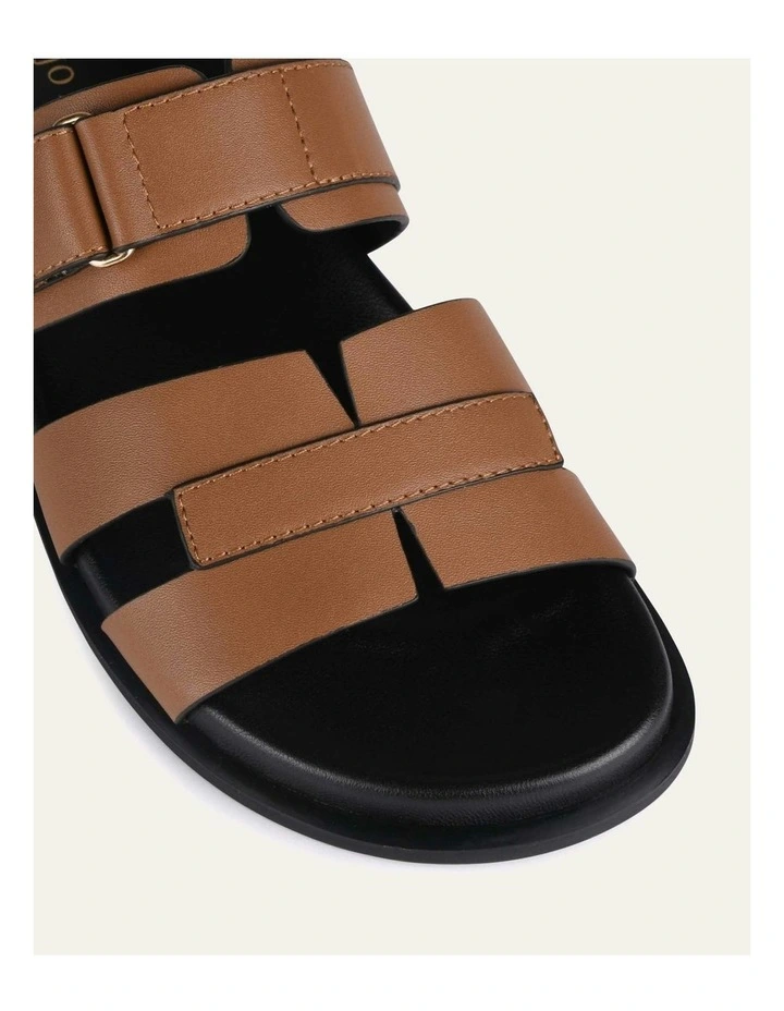 Hendrix Flat Leather Slides in Dark Tan image 5