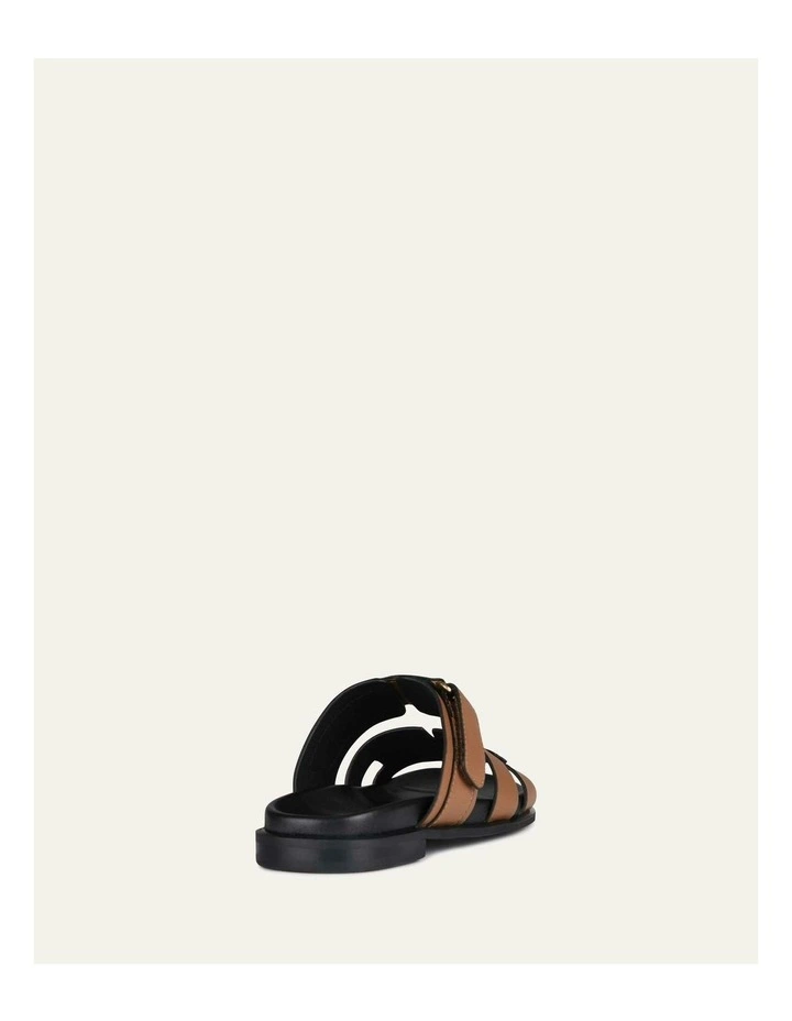 Hendrix Flat Leather Slides in Dark Tan image 6