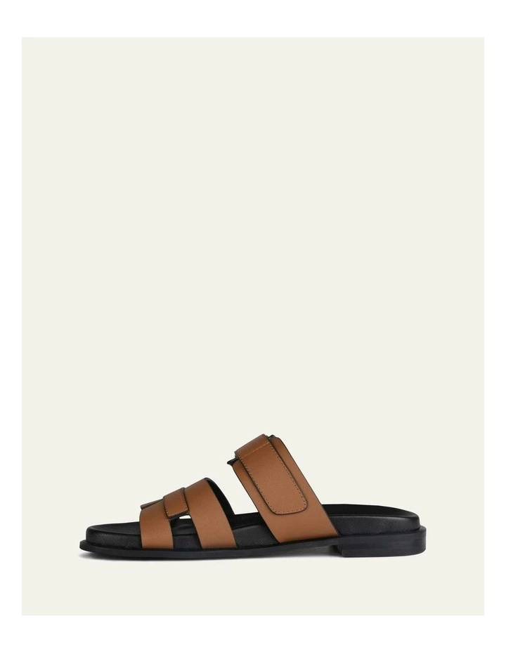 Hendrix Flat Leather Slides in Dark Tan image 7